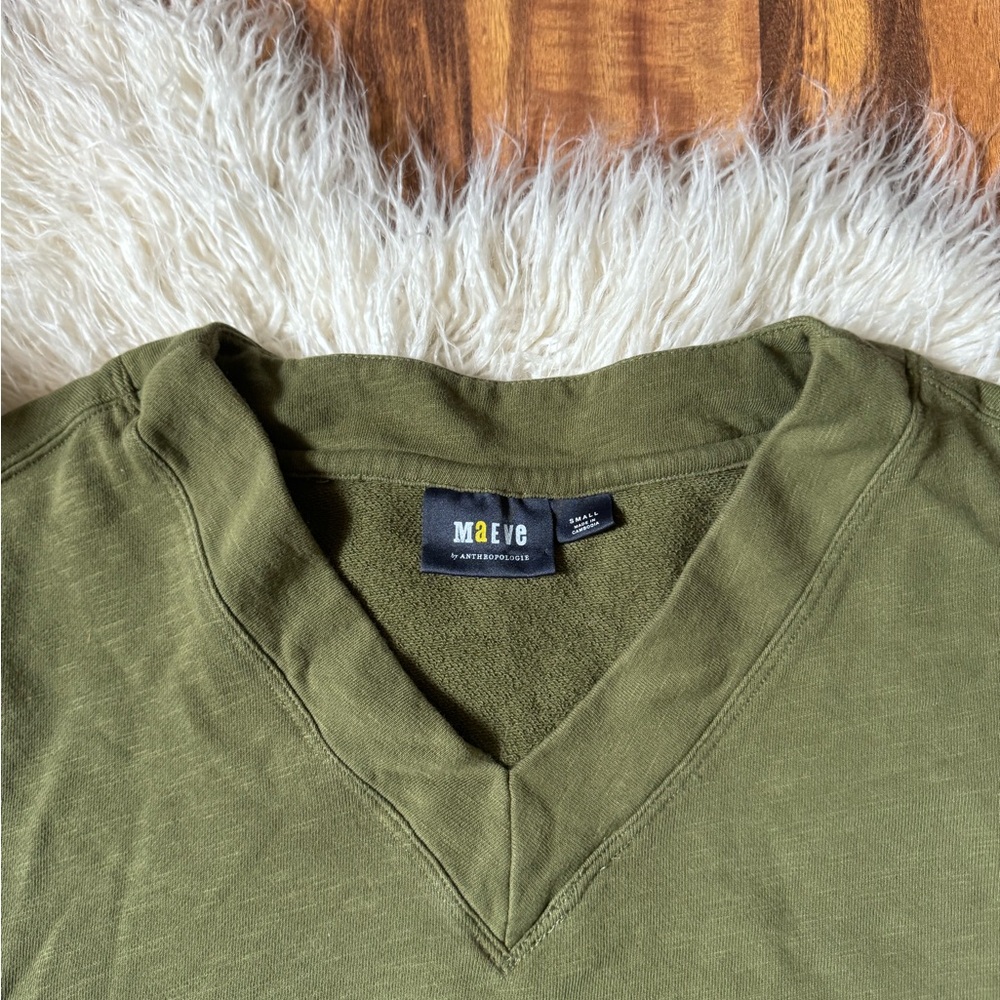 Maeve Anthropologie V Neck Sleeveless Sweatshirt - Picture 3 of 6